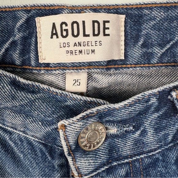 AGOLDE | FEEL GOOD High Rise Button Fly Medium Wash 100% Cotton Jeans - Picture 8 of 11
